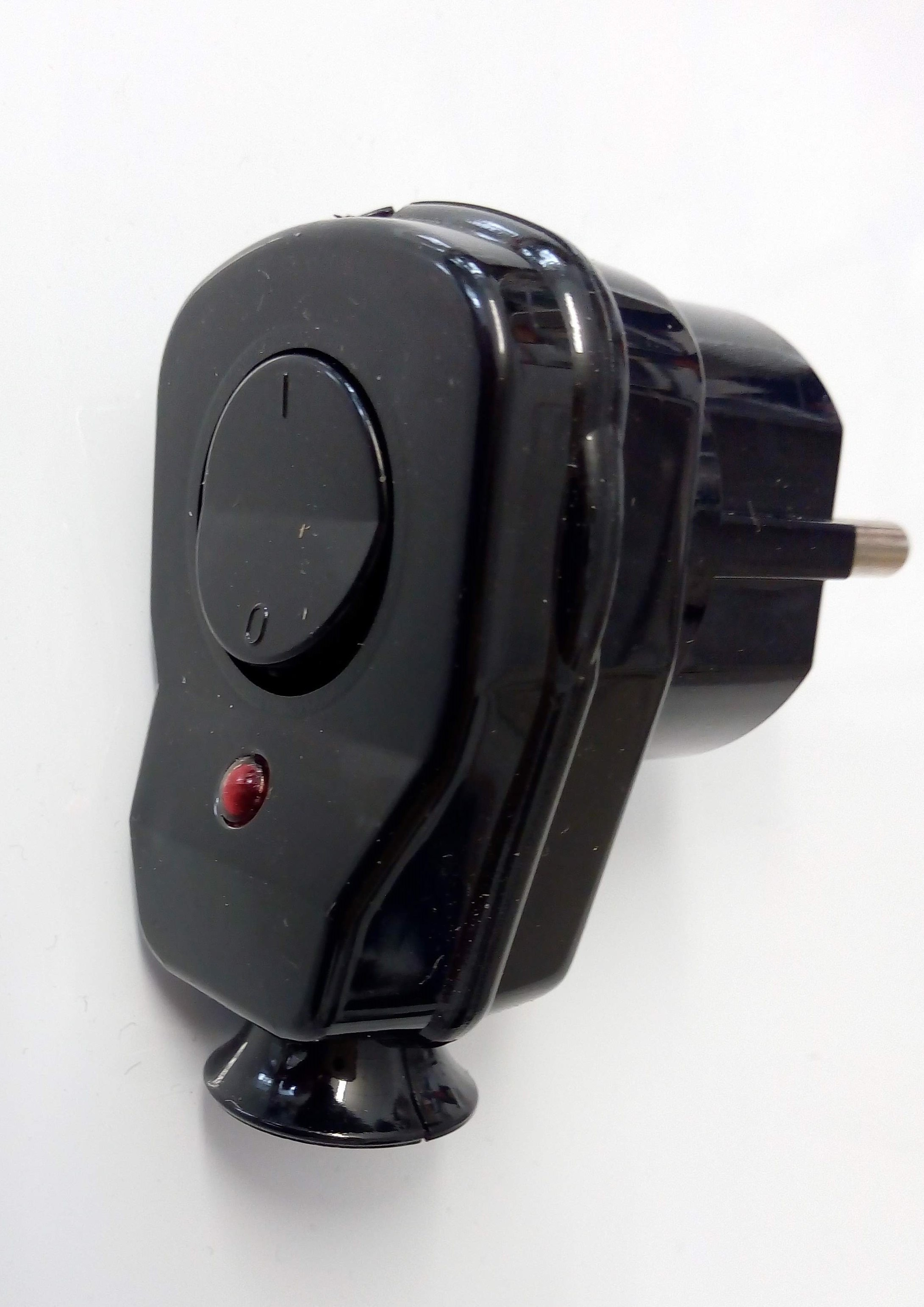 KOLLER  - Winkelstecker, AWA-LK, schwarz mit Schalter +  Kontrolllampe, Stecker, Schalter