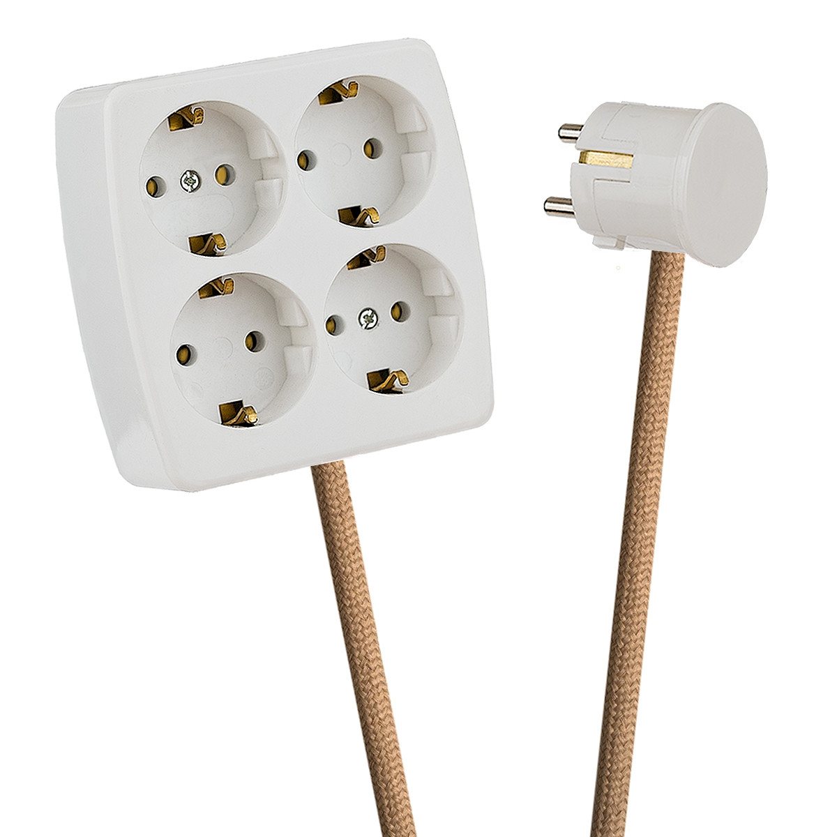 Weiße Mehrfachsteckleiste 4-fach beige