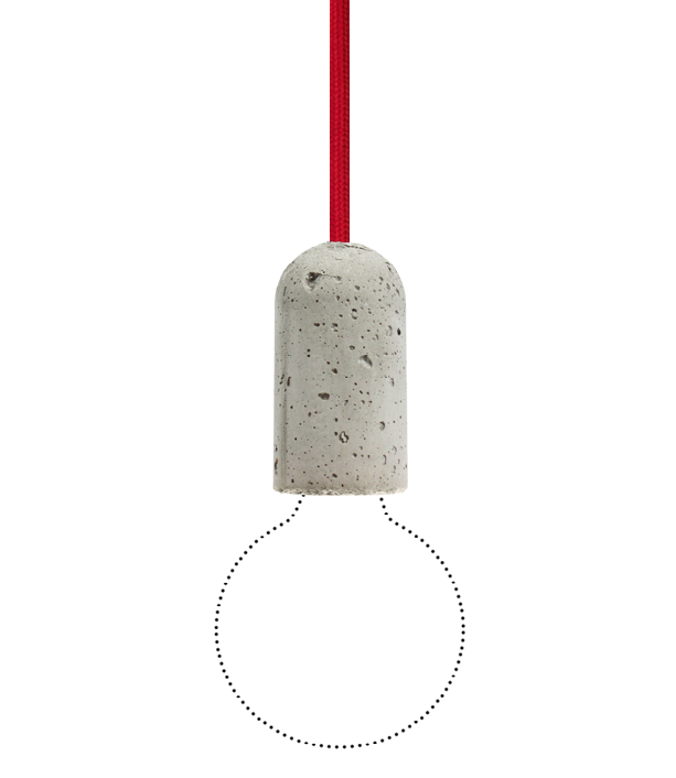 NUD BASE Beton Pendelleuchte rot