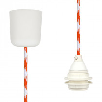 Textilkabel-Leuchtenpendel Kunststoff weiß orange
