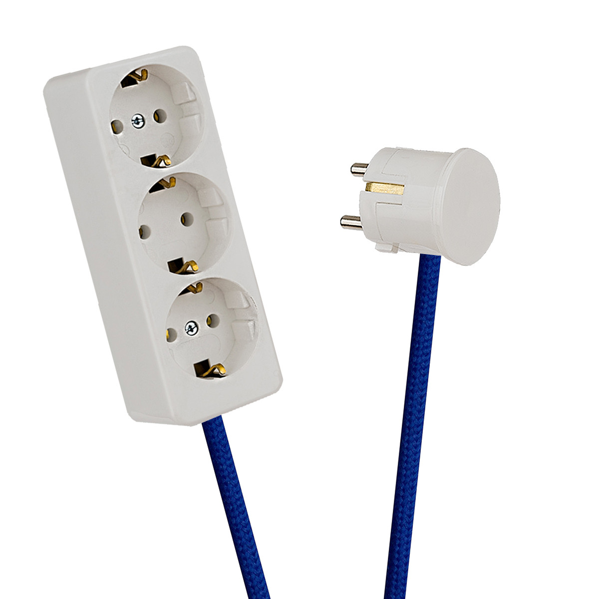 White 3-Way Socket Outlet Blue