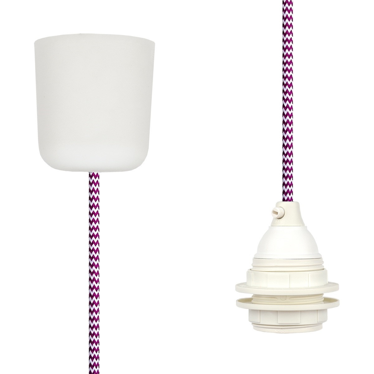 Pendant Lamp Plastic White-Cerise Zig Zag