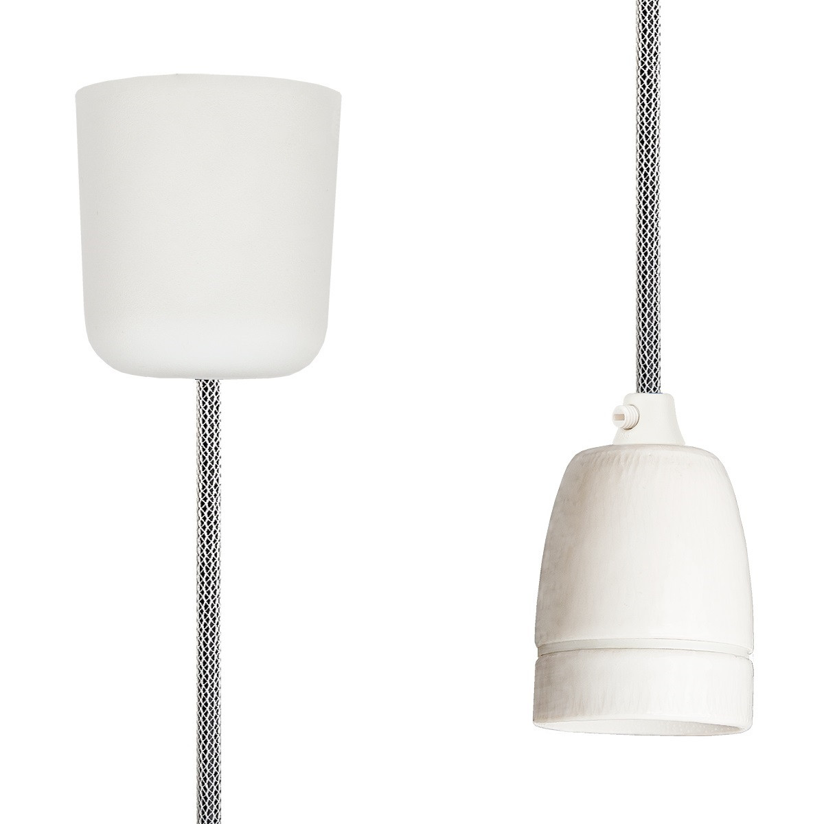 Pendant Lamp Porcelain Off White-Black Netlike