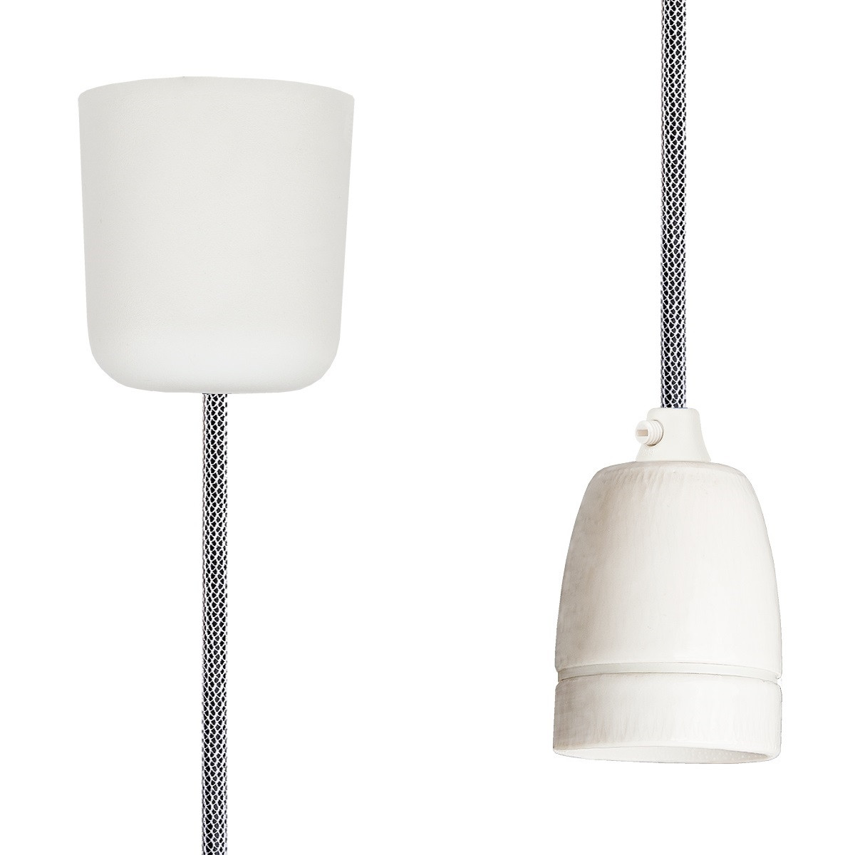 Pendant Lamp Porcelain Shiny White-Black Netlike