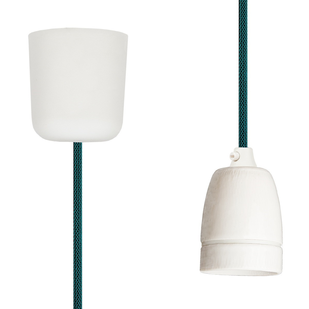 Pendant Lamp Porcelain Turquoise-Black Netlike