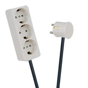 White 3-Way Socket Outlet Dark Grey Netlike