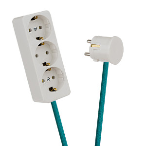 White 3-Way Socket Outlet Turquoise