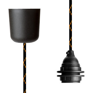 Pendant Lamp Plastic Black Orange