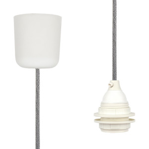 Pendant Lamp Plastic Off White-Black Netlike