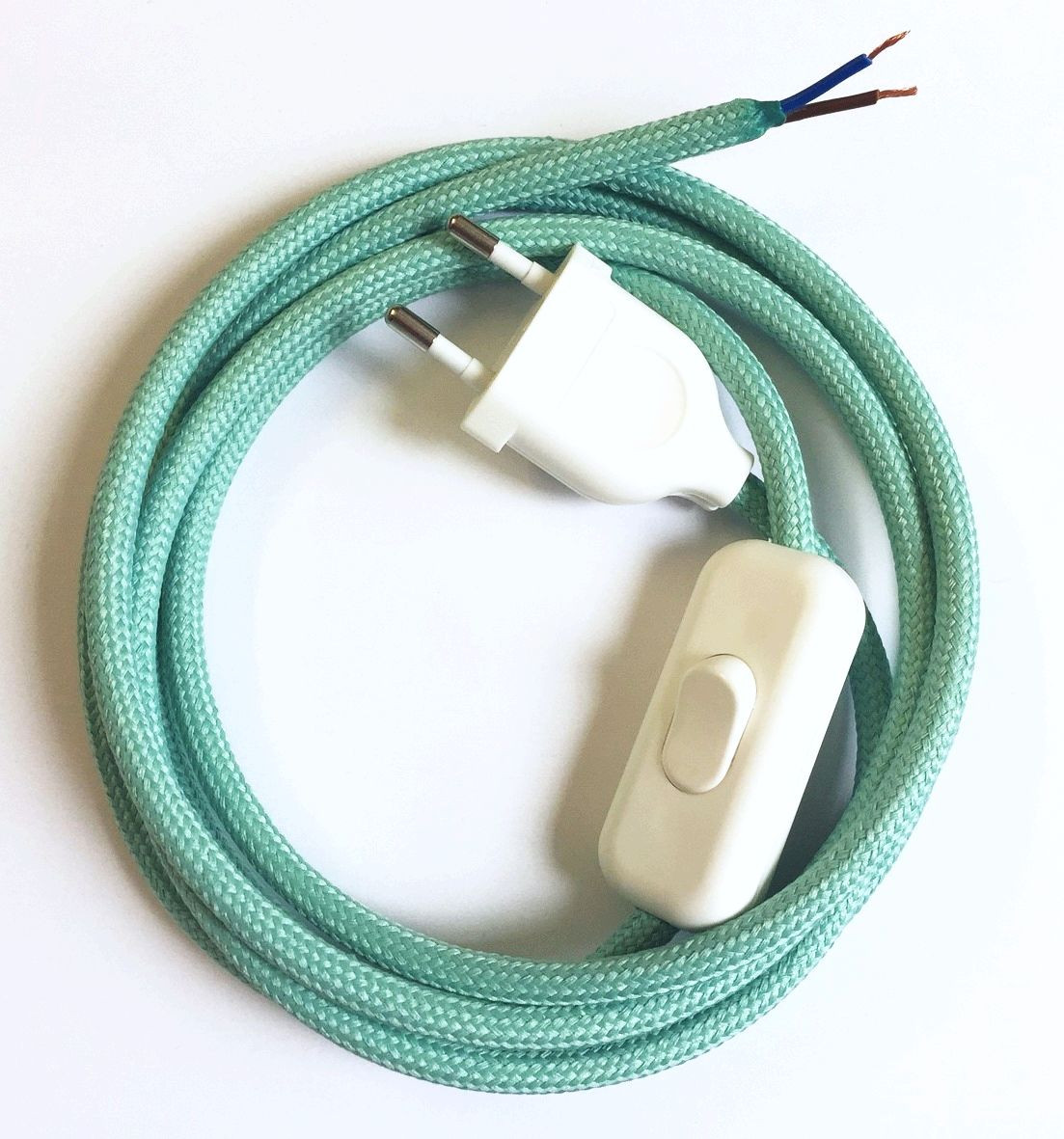 Assembled Supply Cord with Plug and Inline Cord Switch Mint Green 2 Core 2m 142530321372