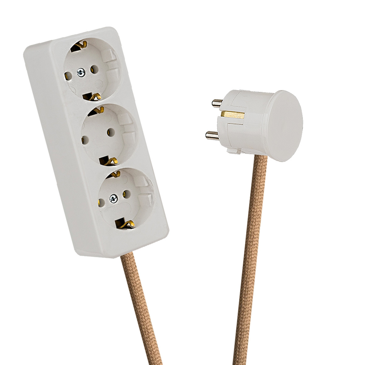 White 3-Way Socket Outlet Beige