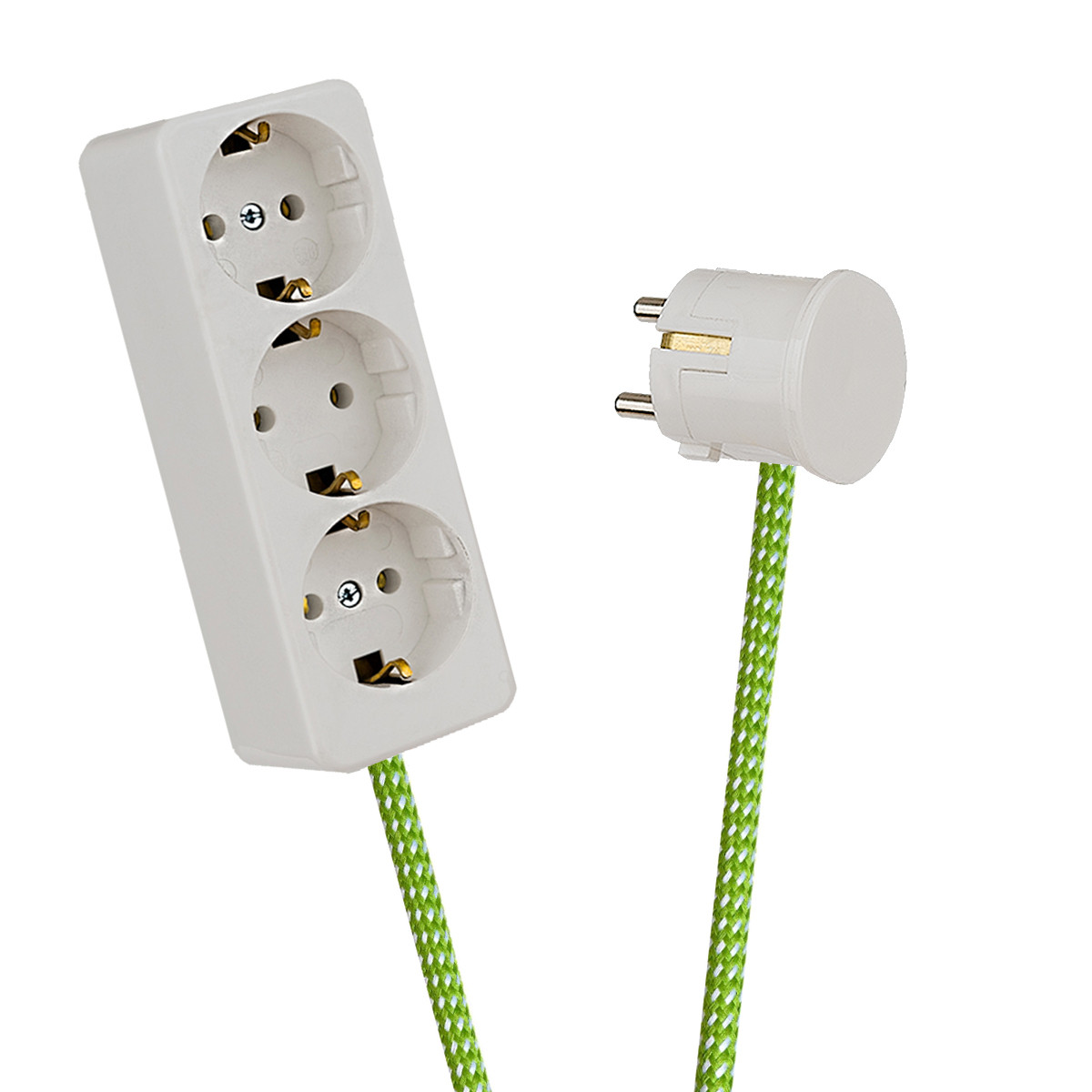 White 3-Way Socket Outlet Green-White Spots