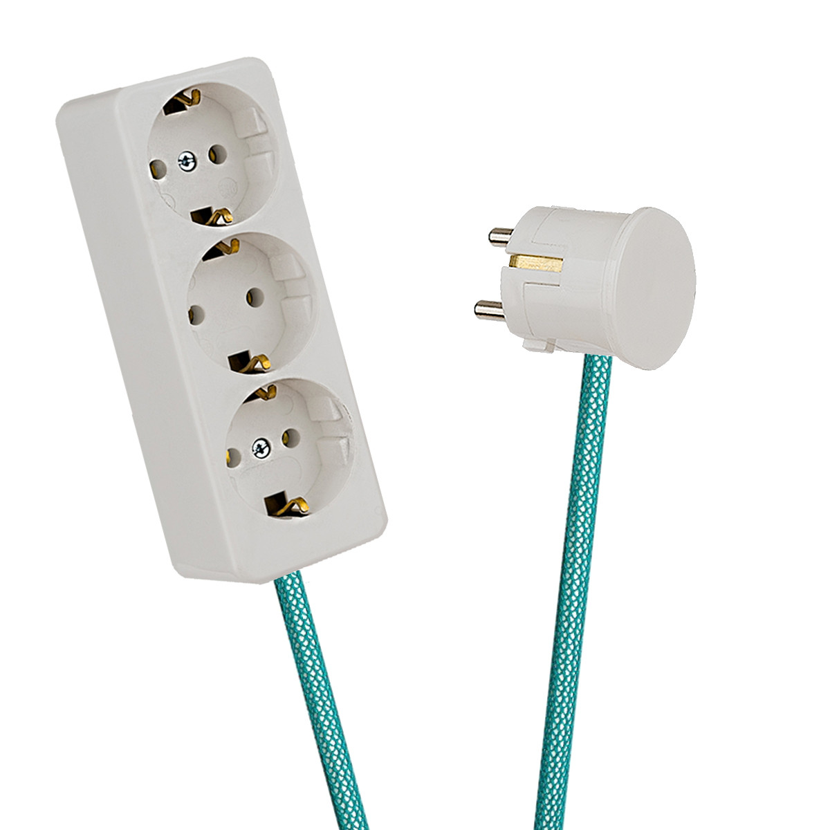 White 3-Way Socket Outlet Turquoise Netlike