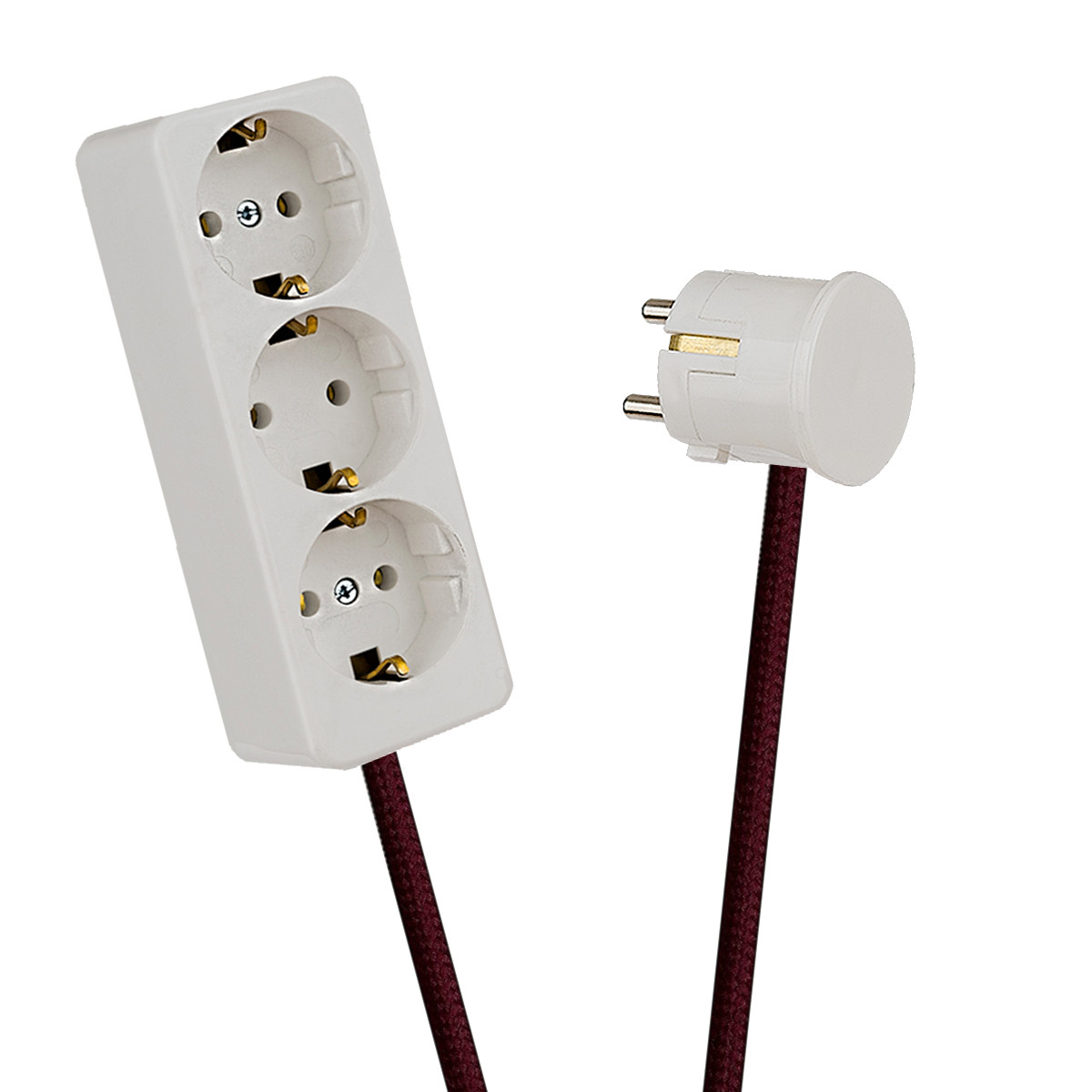 White 3-Way Socket Outlet Wine Red