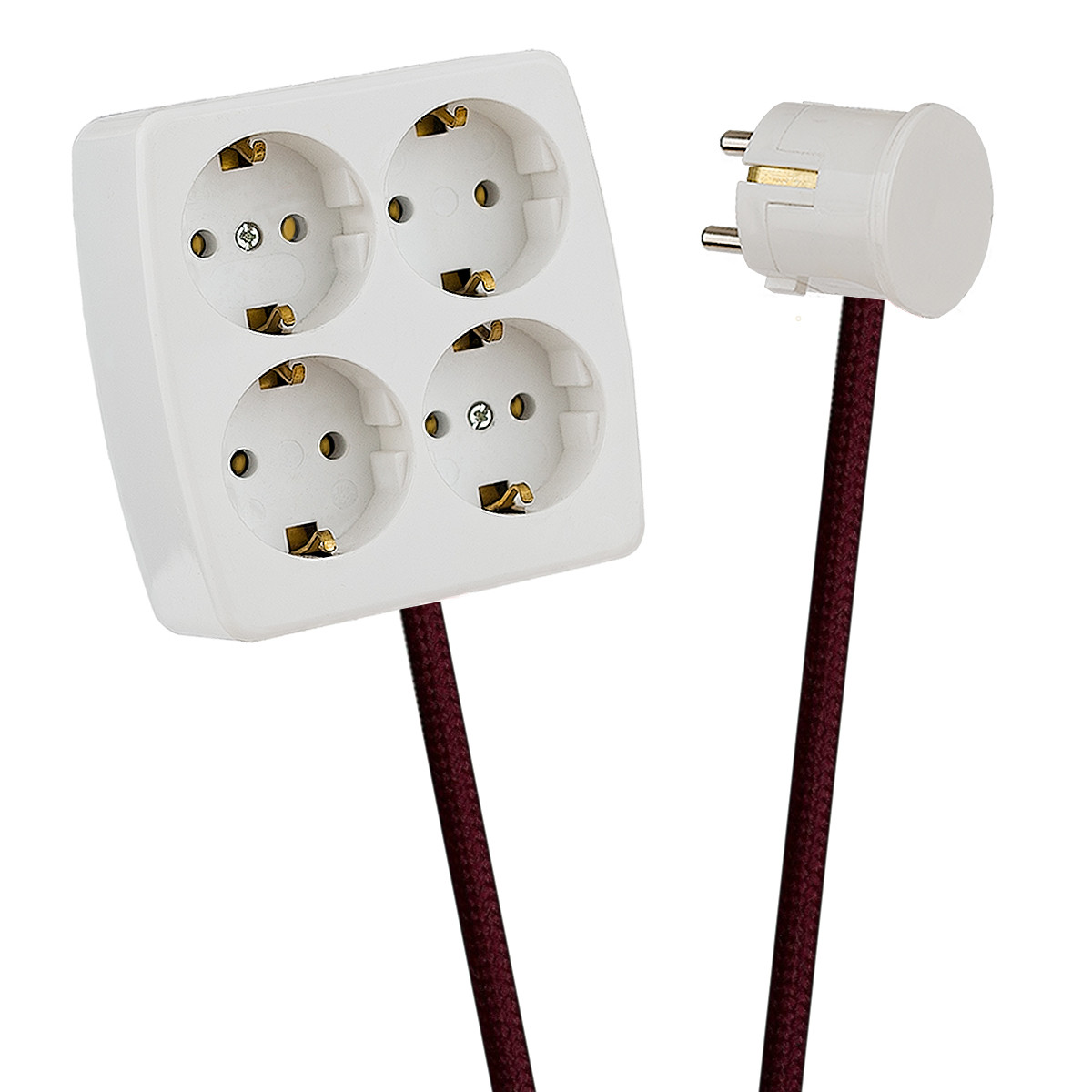 White 4-Way Socket Outlet Wine Red