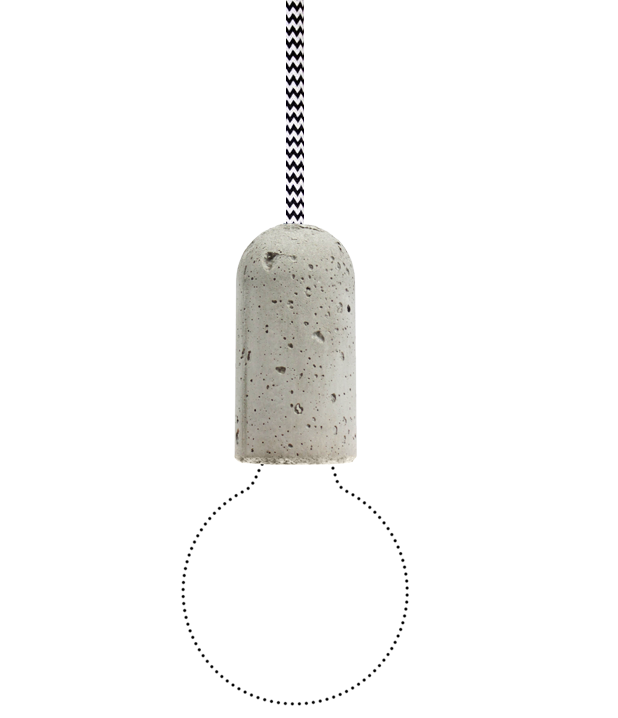 NUD BASE Concrete Pendant Lamp Black White ZigZag