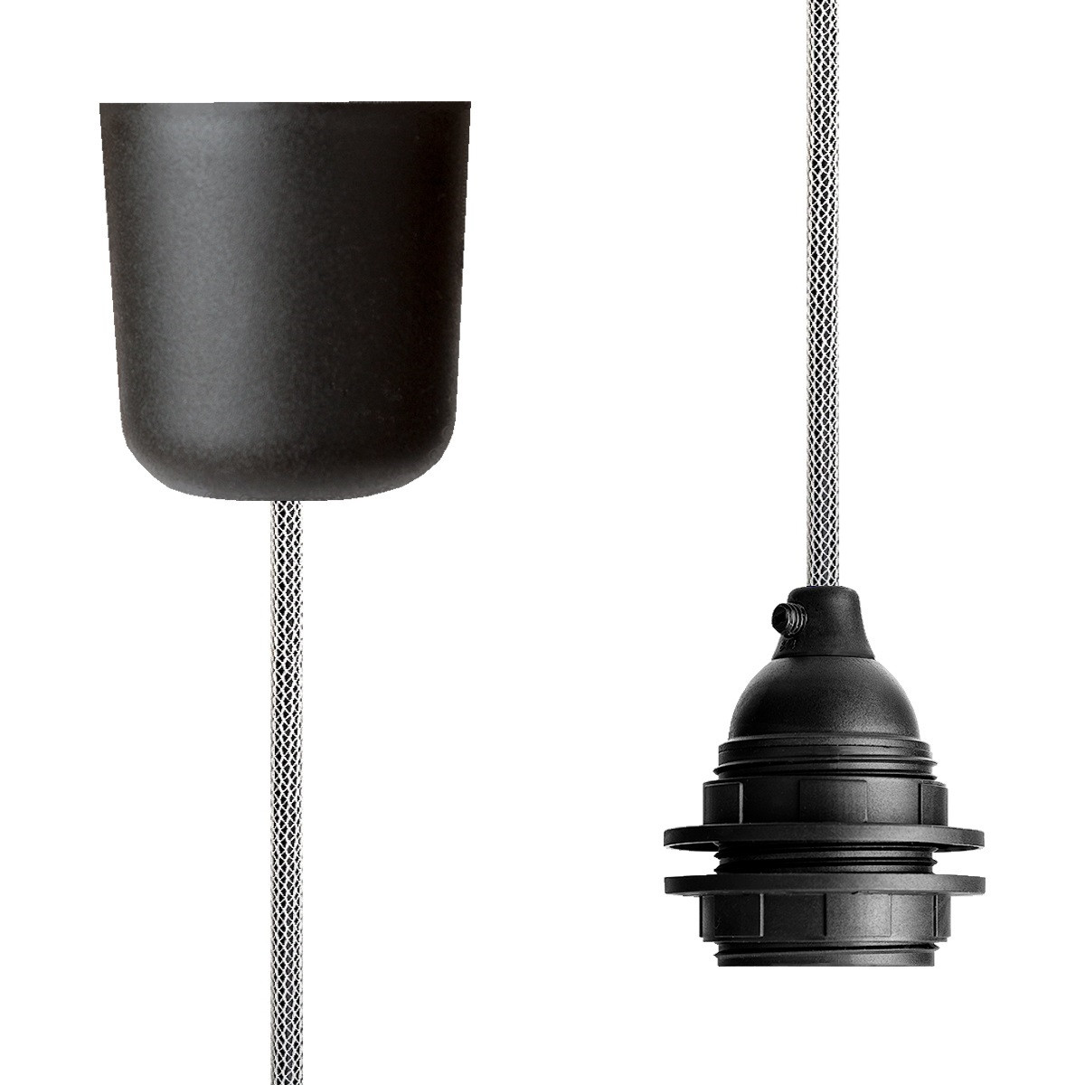 Pendant Lamp Plastic Off White-Black Netlike