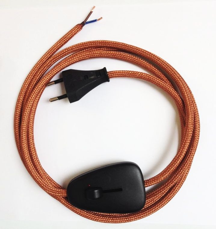 Assembled Supply Cord with Euro Plug and Dimmer Copper 2 Core