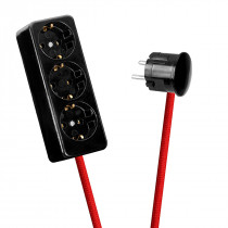 Black 3-Way Socket Outlet Red