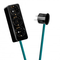 Black 3-Way Socket Outlet Turquoise