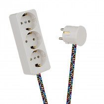 White 3-Way Socket Outlet Varicolored