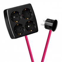 Black 4-Way Socket Outlet Pink