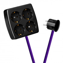 Black 4-Way Socket Outlet Purple