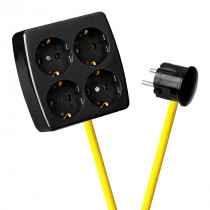 Black 4-Way Socket Outlet Empire Yellow