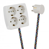 White 4-Way Socket Outlet Varicolored