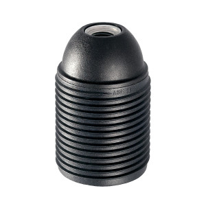 Plastic Lamp Holder E27 With External Thread Black