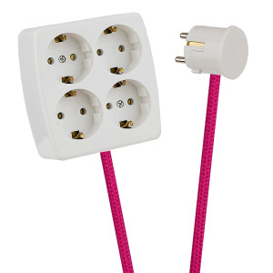 White 4-Way Socket Outlet Cerise