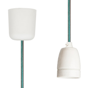 Pendant Lamp Porcelain Brown-Turquoise Netlike