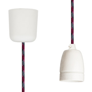 Pendant Lamp Porcelain Grey-Black-Cerise