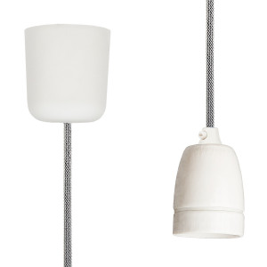 Pendant Lamp Porcelain Off White-Black Netlike