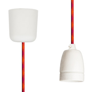 Pendant Lamp Porcelain Orange-Cerise-Cerise