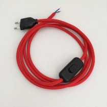 Assembled Supply Cord with Plug and Inline Cord Switch Red 2 Core 3m