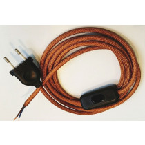 Assembled Supply Cord with Plug and Inline Cord Switch Copper 2 Core