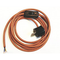 Assembled Supply Cord with Schuko Plug and Inline Cord Switch Copper 3 Core