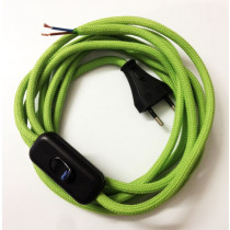 Assembled Supply Cord with Plug and Inline Cord Switch Apple Green 2 Core 3m