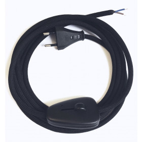 Assembled Supply Cord with Euro Plug and Dimmer Black 2 Core