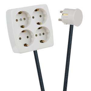 White 4-Way Socket Outlet Dark Grey Netlike