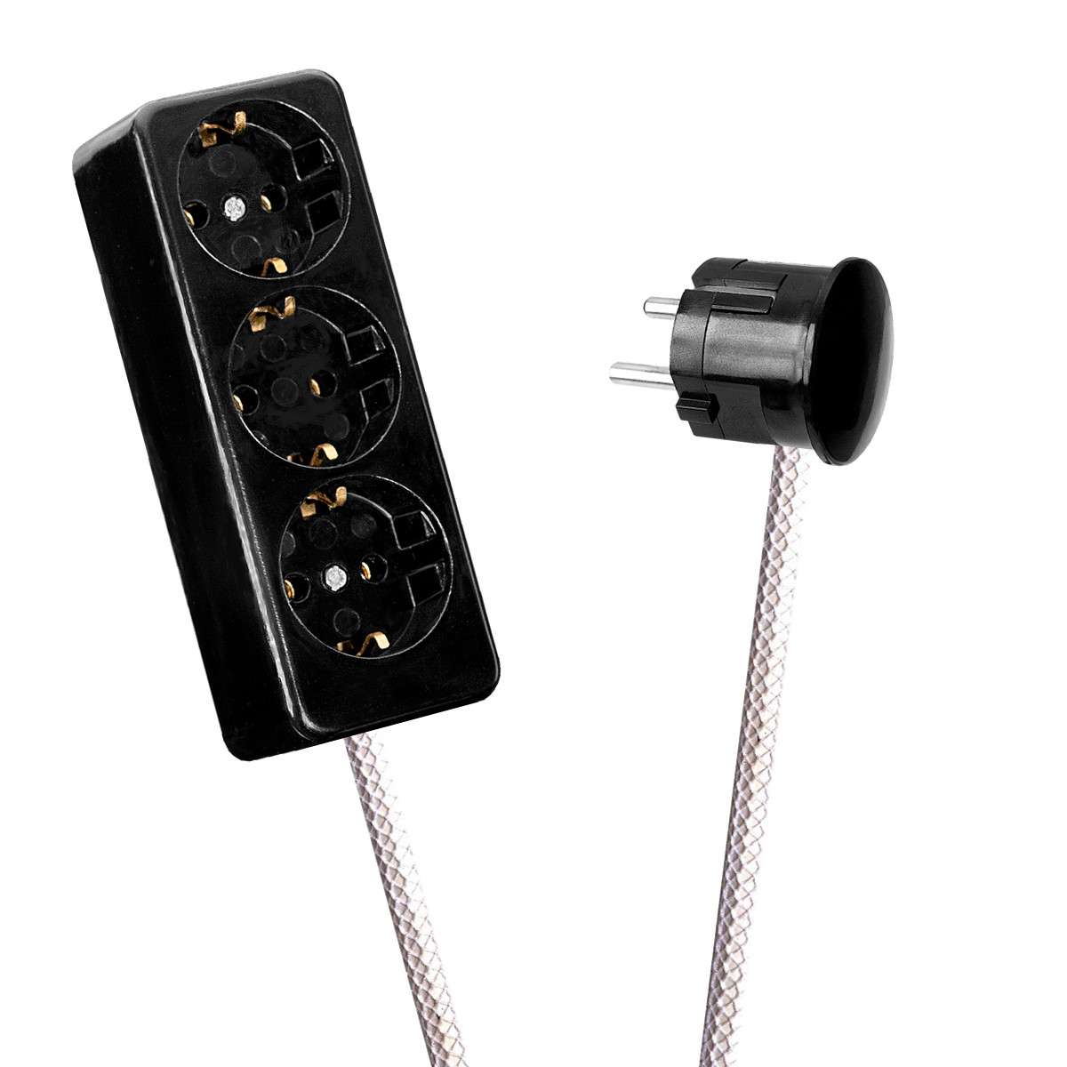 Black 3-Way Socket Outlet Off White Netlike