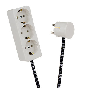 White 3-Way Socket Outlet Black-White Spots