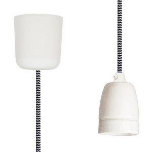 Pendant Lamp Porcelain Black-White Zig Zag