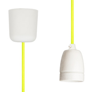 Pendant Lamp Porcelain Neon Yellow Netlike