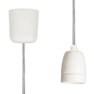 Pendant Lamp Porcelain Shiny White Netlike