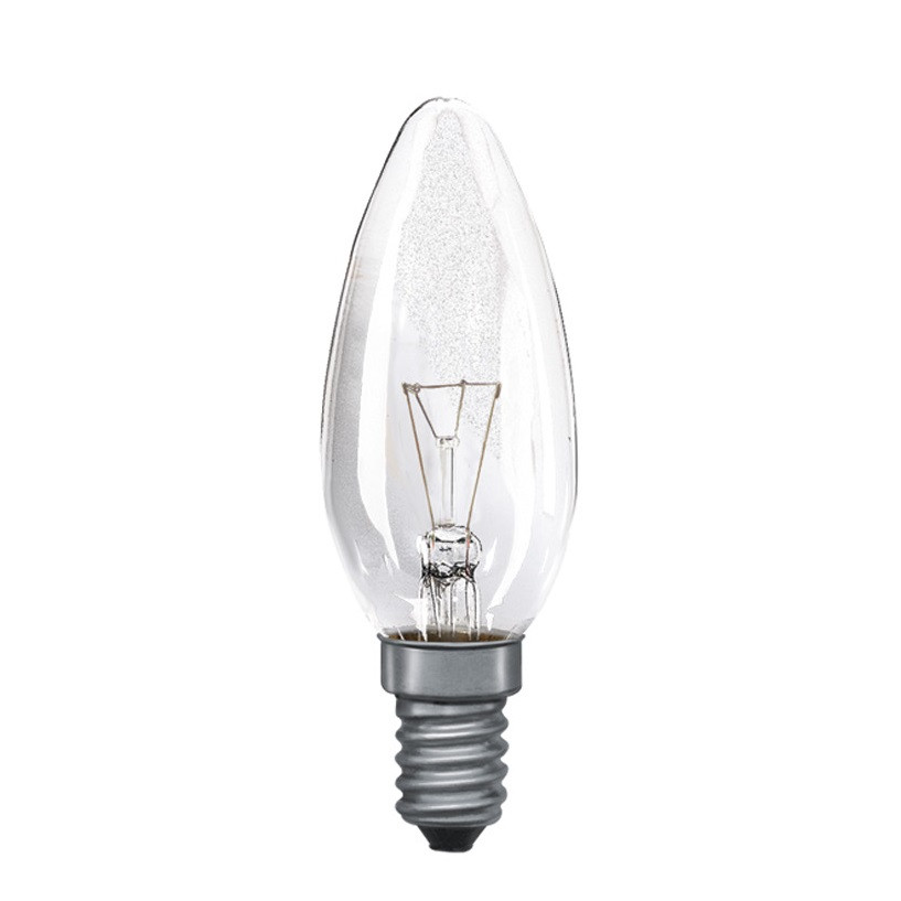 Candle Bulb Clear E14 25W 40W 60W Pack of Two