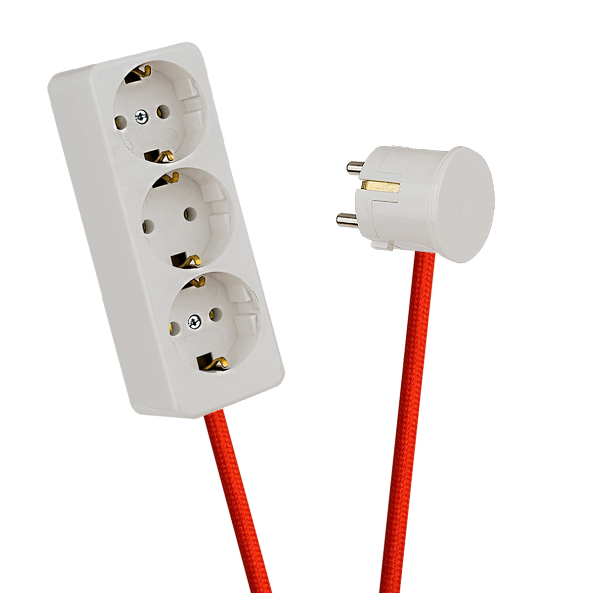 White 3-Way Socket Outlet Rust Red