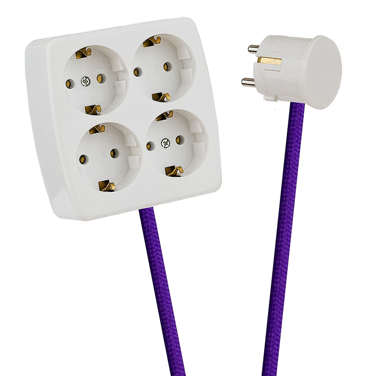 White 4-Way Socket Outlet Purple