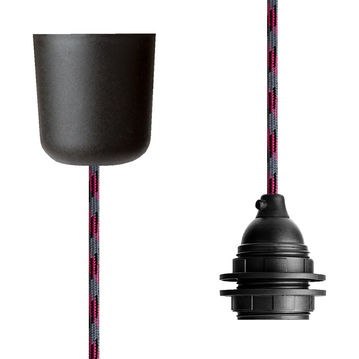 Pendant Lamp Plastic Grey-Black-Cerise